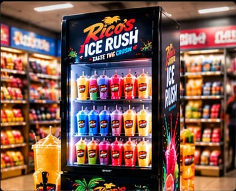 Branded freezer in a retail store