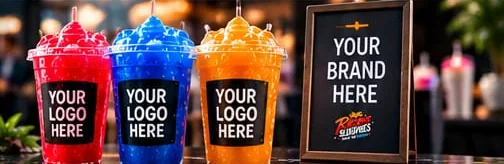 Branded slush cups and signage concept